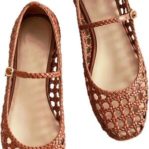 Chic Tan Woven Women's Flats